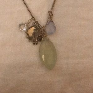 Chalcedony hematite garnet quartz necklace